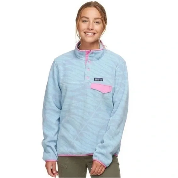 Patagonia Lightweight Synchilla Snap-T Pullover Eucalyptus Fronds Berlin Blue M - Picture 16 of 16